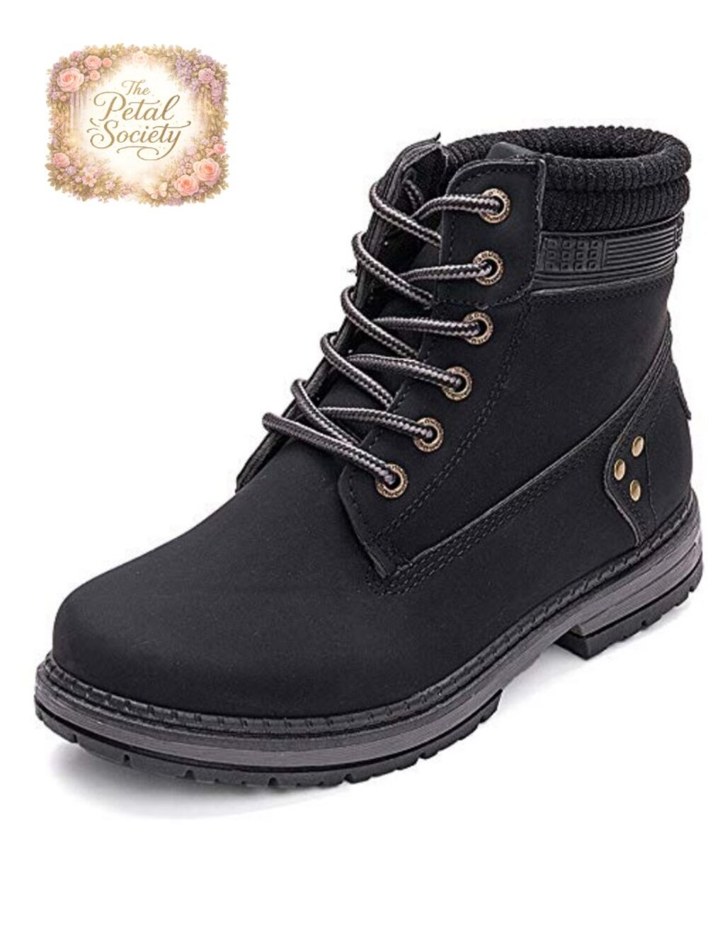 Waterproof Lace-Up Hiking Combat Ankle Boots Faux Leather Work